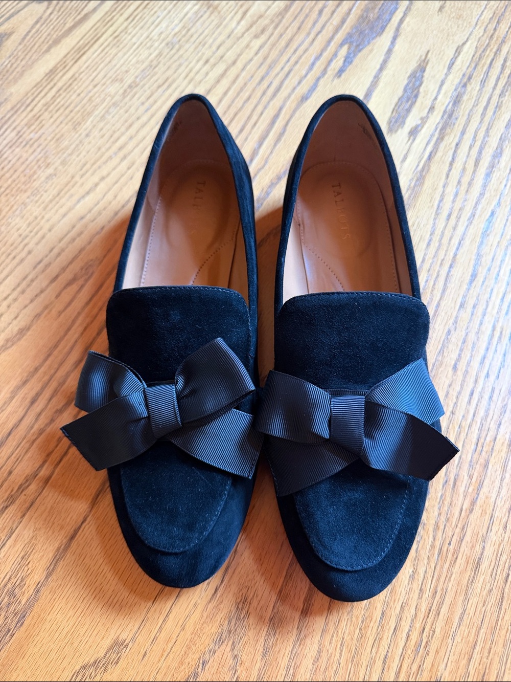 Talbots Black Suede Bow Loafers - Women